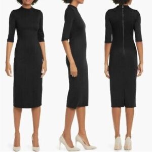 Alice + Olivia Classics Black Delora Mock Neck Fitted Bodycon Midi Dress 10